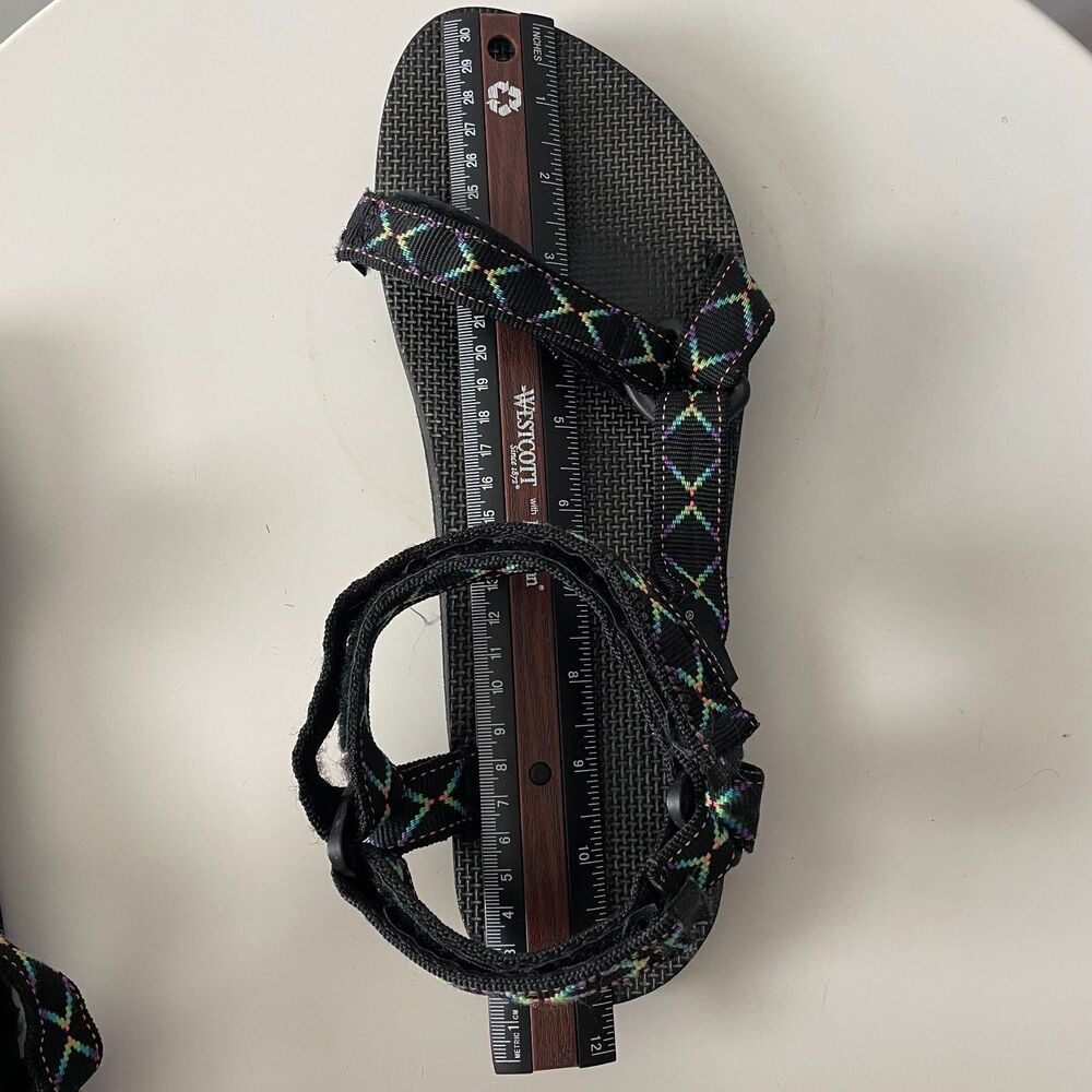 Vintage Teva Hurricane Sandals Mens Size 12 Est.Black Blue Hiking Adjustable USA - Picture 9 of 12